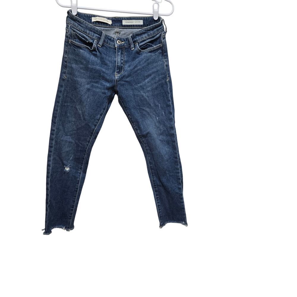 Pilcro Slim Boyfriend Jeans 26 Distressed Ankle Raw Hem Anthropologie